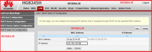 dhcp static configuration